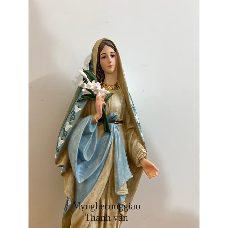 Tượng Đức Mẹ Bông Huệ cao 30cm sơn tay thủ công với các đường nét hoa văn tinh sảo - 1