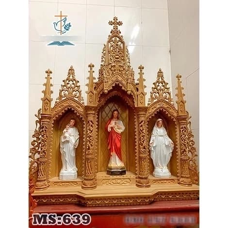 [Gỗ Pơ Mu] Mẫu Tòa Gỗ Công Giáo Cao Cấp | Bàn Thờ Chúa Đẹp | Lắp Phòng Khách - 1