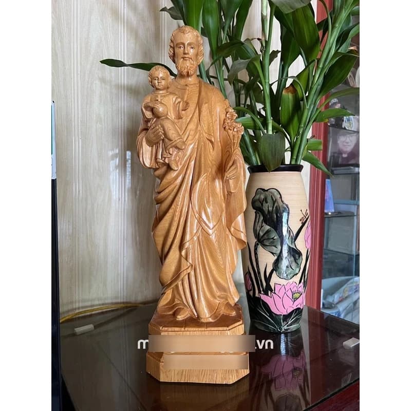 Tượng Ông Thánh Giuse Bế Chúa Con Bằng Gỗ - 1