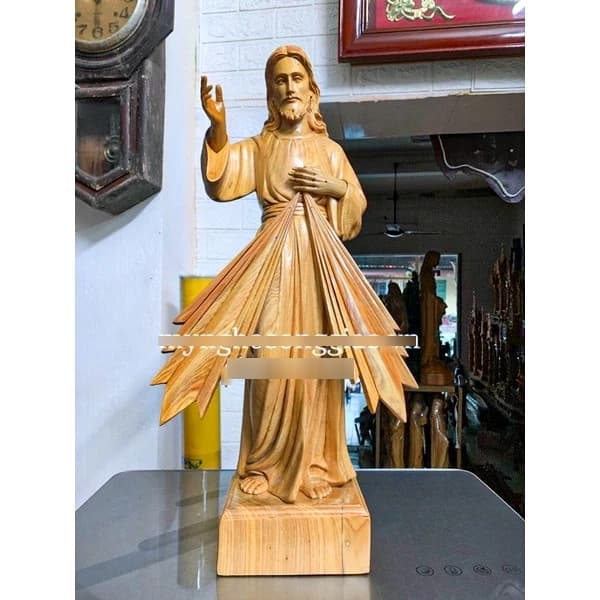 Tượng lòng thương xót chúa bằng gỗ | Tượng chúa để bàn thờ công giáo cao 55cm - 1
