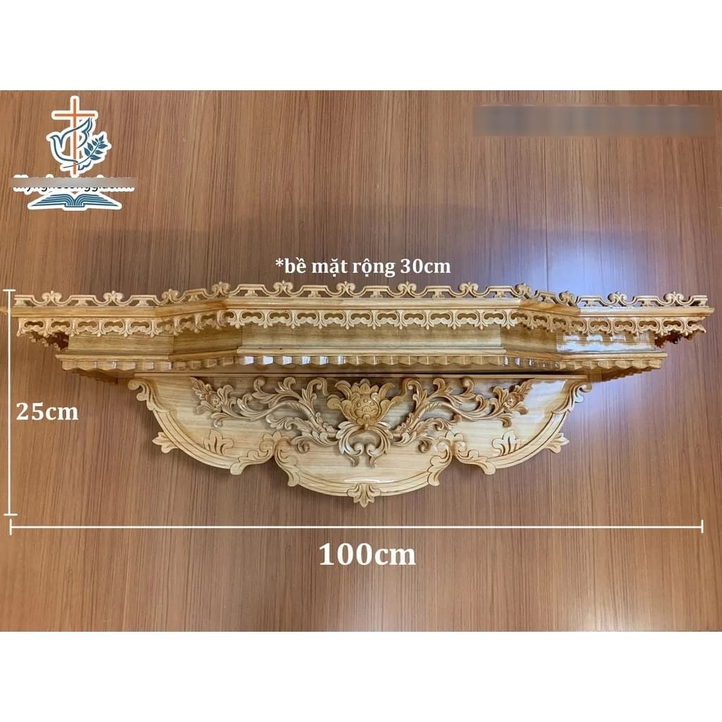 Mẫu Bàn Thờ Chúa Bằng Gỗ Pơ Mu Treo Tường Cao Cấp | Kệ Gỗ Công Giáo Lắp Nhà Khách - 1