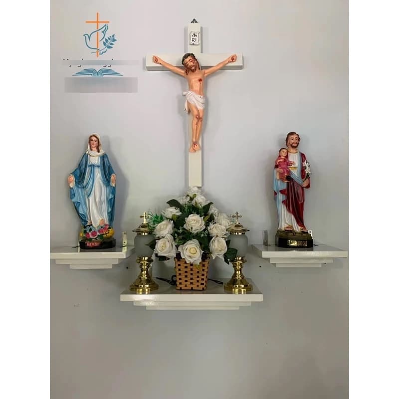 bàn thờ thiên chúa size 80cm x 1m10 | bàn thờ treo tường trọn bộ | đồ thờ công giáo treo tường cao cấp - 1