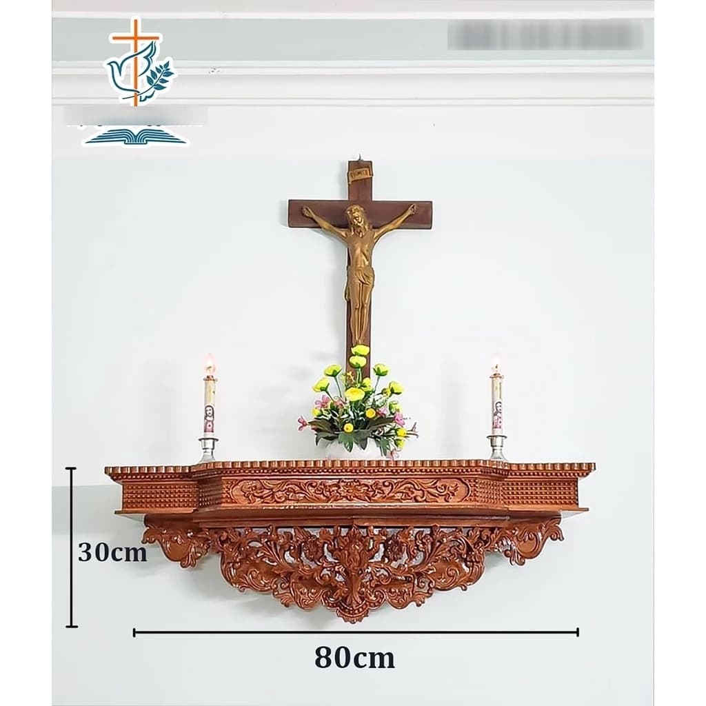 Mẫu Bàn Thờ Công Giáo Bằng Gỗ | Bàn Thờ Chúa Treo Tường | Kệ Gỗ Lắp Nhà Khách Cao Cấp | Vui lòng chat với shop - 1