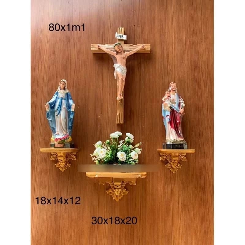 [Trọn bộ ] bàn thờ chúa bằng gỗ | kệ gỗ công giáo tượng composit | bệ treo tường - 1