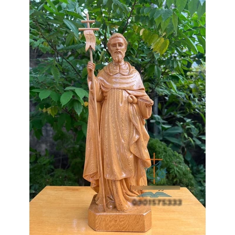 Tượng thánh đa minh cao 40cm | tượng đa minh bằng gỗ pơmu cao cấp | tượng công giáo - 1