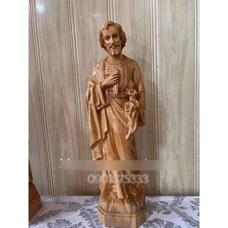 Tượng Thánh Giuse Thợ Gỗ Pơmu Cao 40cm - 1