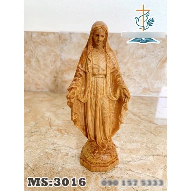Tượng Đức Mẹ Ban Ơn bằng gỗ 20cm để bàn - 1