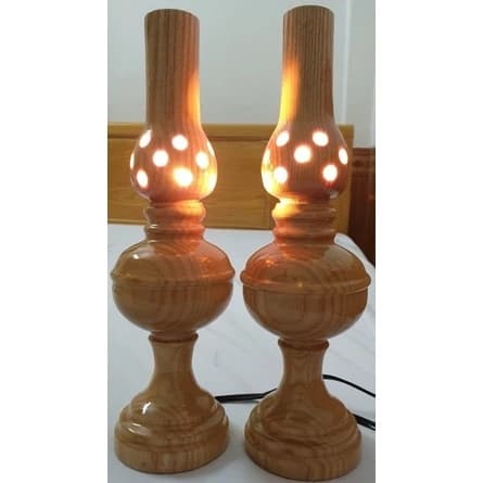 Bộ Đèn Thờ Bằng Gỗ Sồi Nhập Cao Cấp | Đèn Trang Trí Bàn Thờ - 1