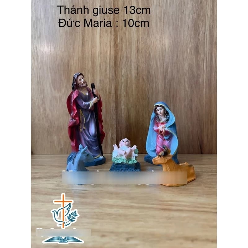 Bộ 5 Tượng Giáng sinh mini 10cm , 12cm | bộ tượng noel trang trí hang đá | bộ tượng công giáo - 1