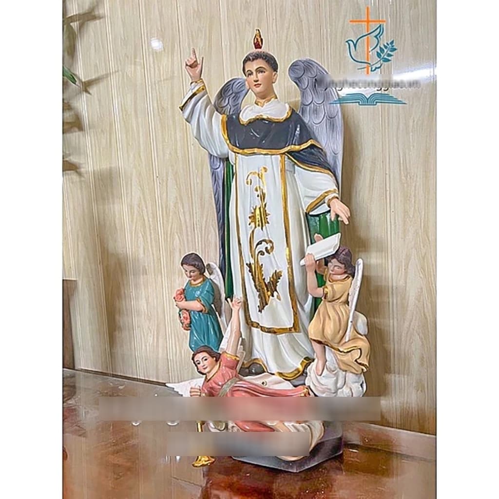 {Gỗ Dổi Phấn Màu} Tượng thánh Vinh Sơn cao 60cm | tượng Vincent bằng gỗ cao cấp để bàn thờ chúa | đồ thờ công giáo - 1