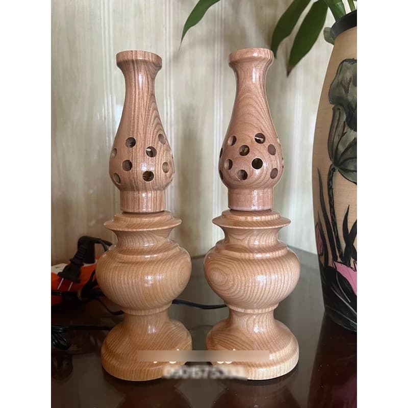 Đèn thờ công giáo cao 25cm gỗ sồi_Đèn trang trí bàn thờ chúa - 1