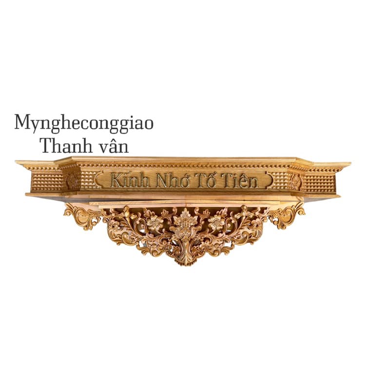 bàn thờ gia tiên 80x30 Kính nhớ tổ tiên chữ thiếp vàng nổi,kệ gỗ pơmu cao cấp. - 1
