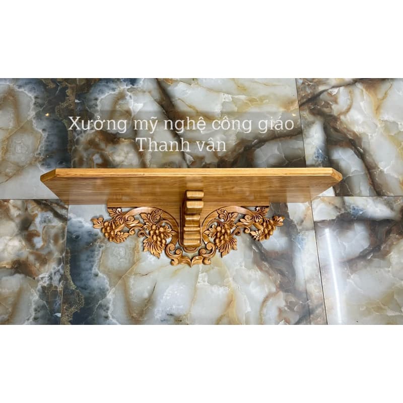 kệ bàn thờ thiên chúa gỗ pơmu hàng cao cấp sắc nét_gỗ dày đẹp 60x30, 80x30 - 1