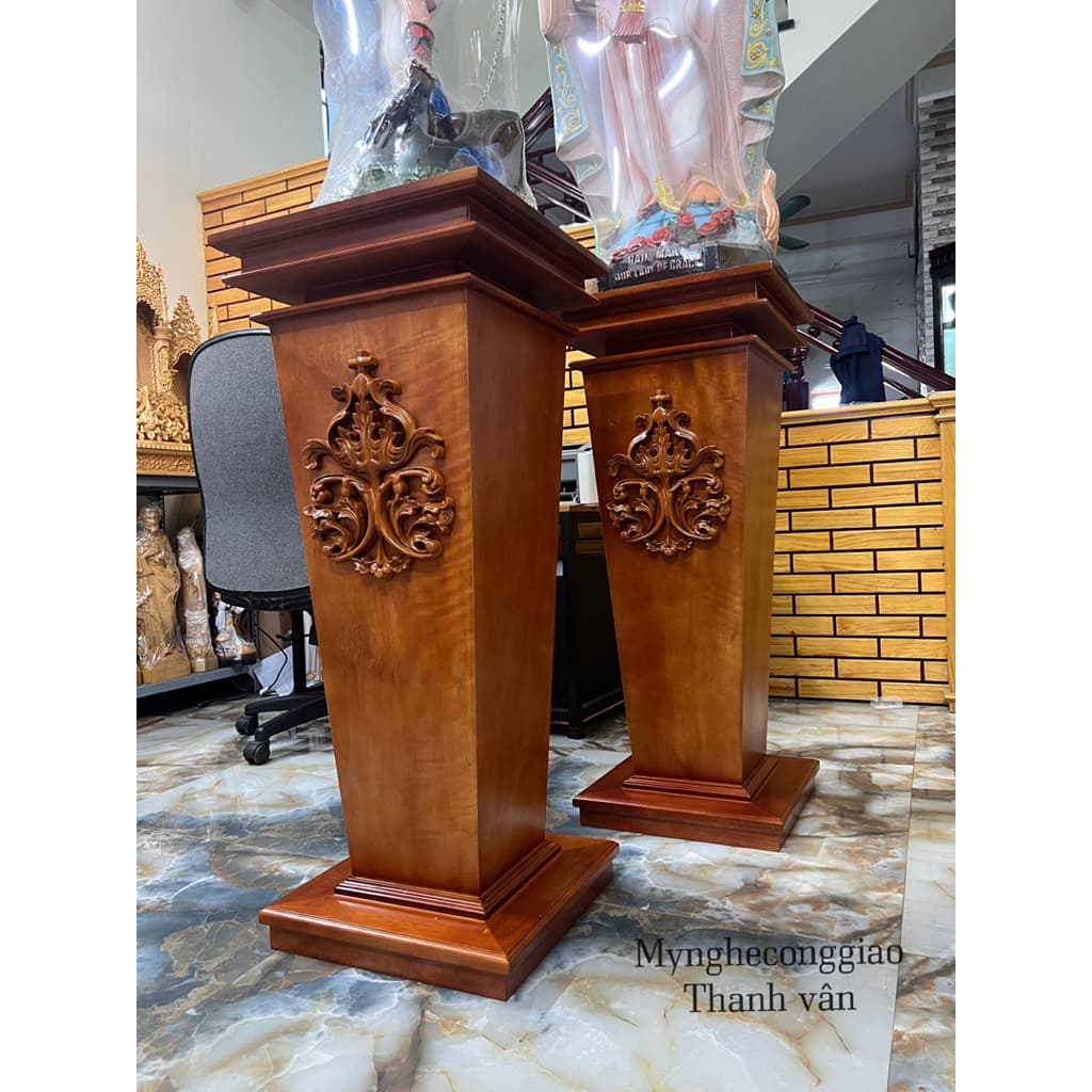 Đôn Đặt Tượng Gỗ Dổi Cao Cấp_Mẫu Mới Để Tượng Cao 1m, 1m2 (xem chi tiết dưới phần mô tả sản phẩm) - 1