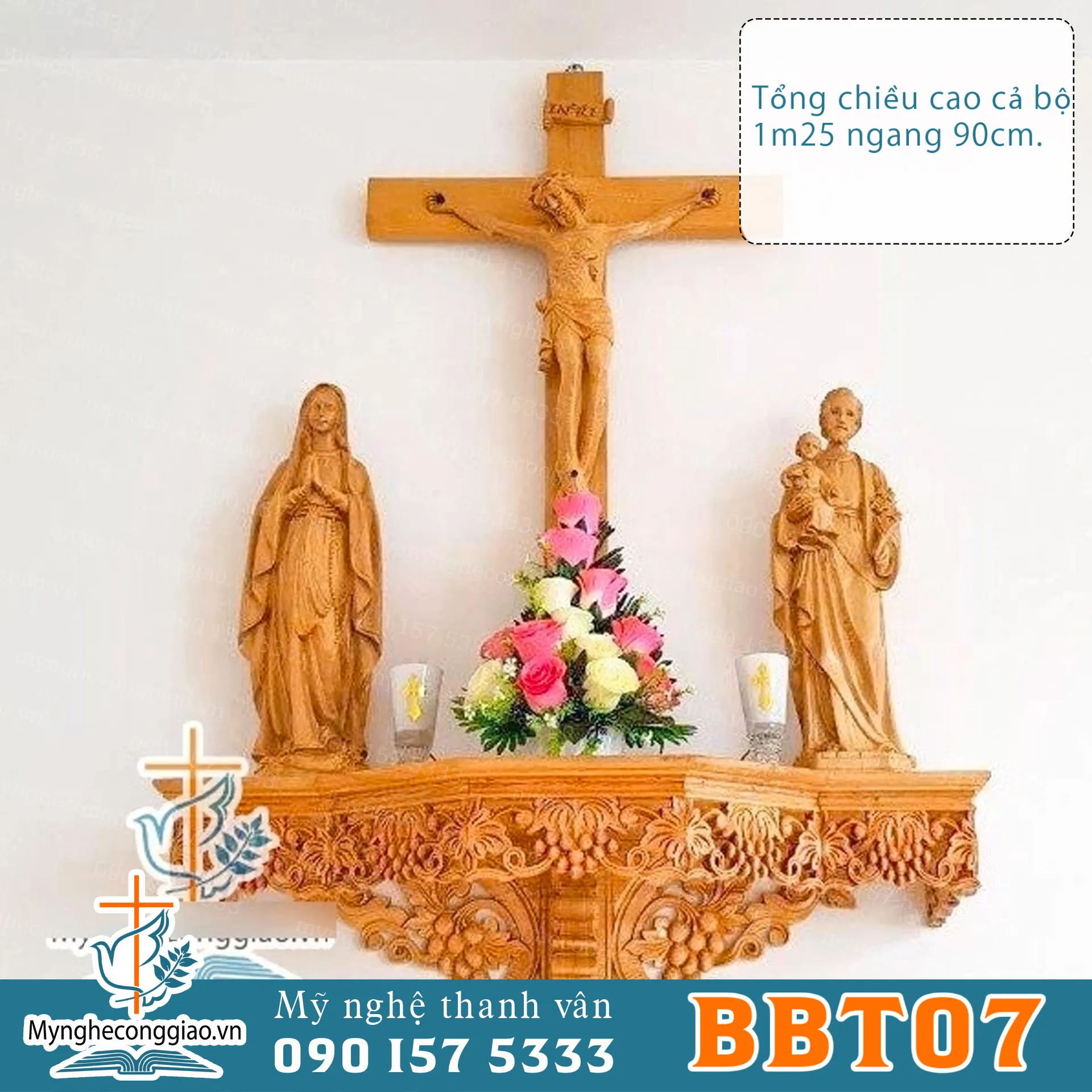 Bộ bàn thờ treo tường, kệ gỗ nho thịnh hành chất lượng đẹp - 1