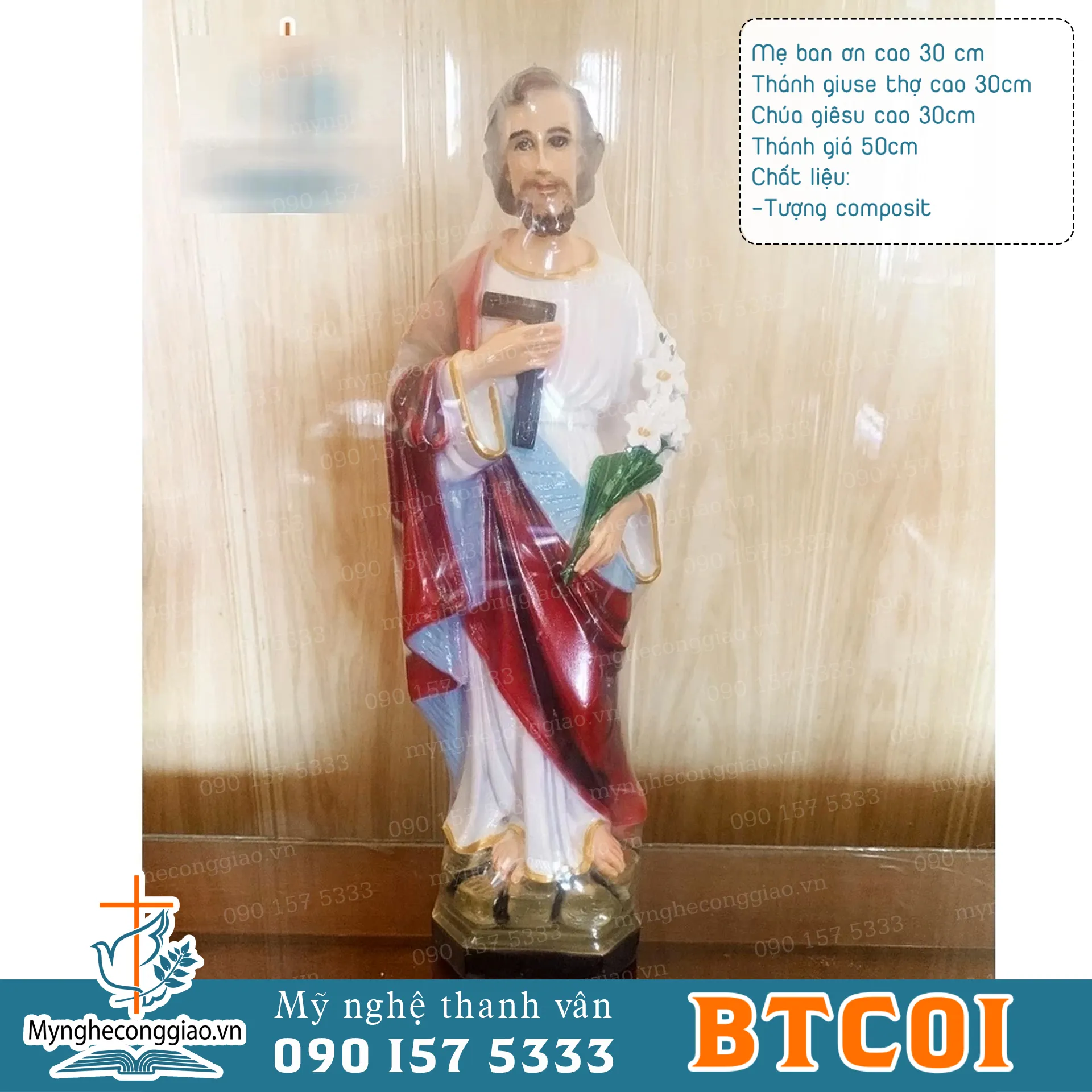 Bộ Tượng Chúa để bàn thờ bằng composite cao cấp | Tượng Thờ Công Giáo Cao 30-50-30cm - 1