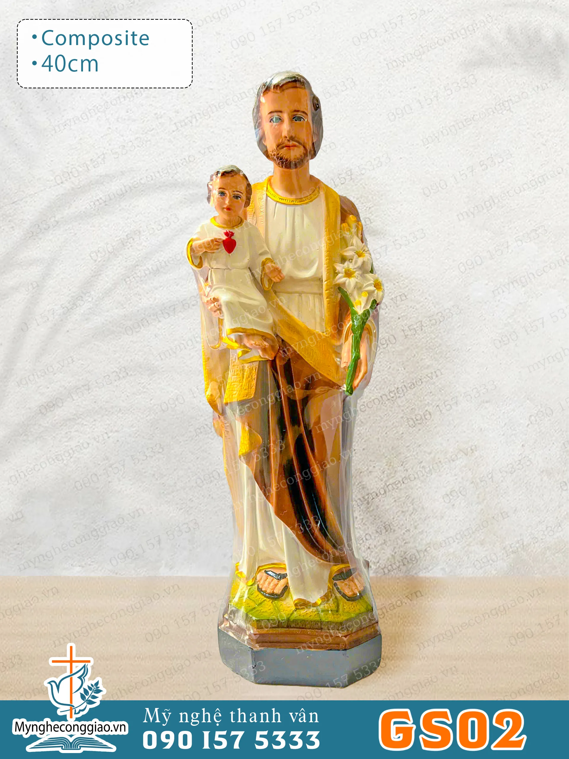 Tượng Giuse thợ bằng composite cao 40cm - 1