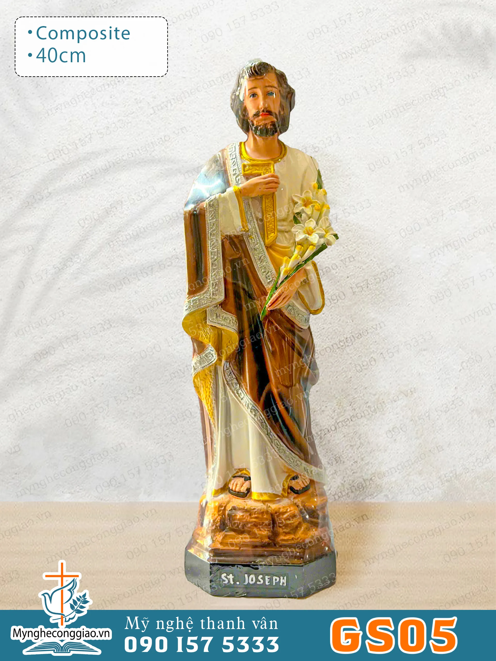Tượng Thánh giuse bằng composite cao 40cm - 1