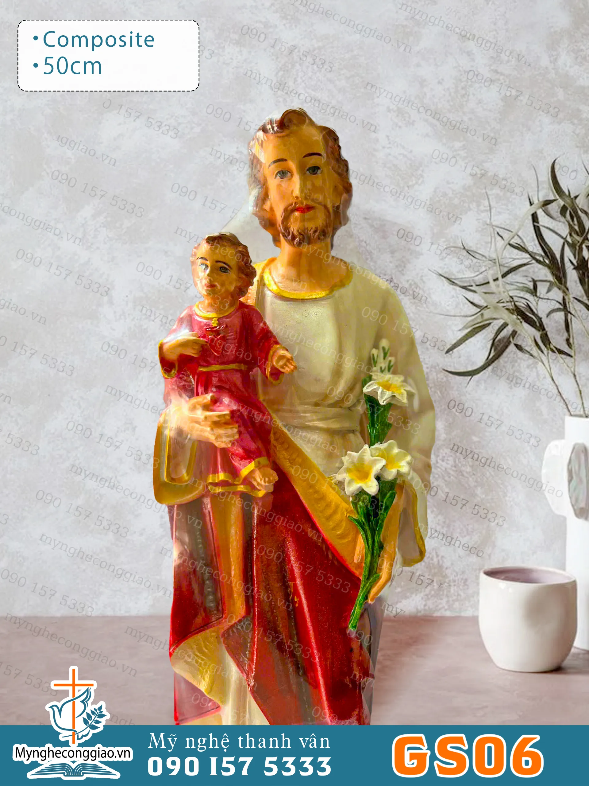 Tượng Giuse bế bằng composite cao 50cm - 1
