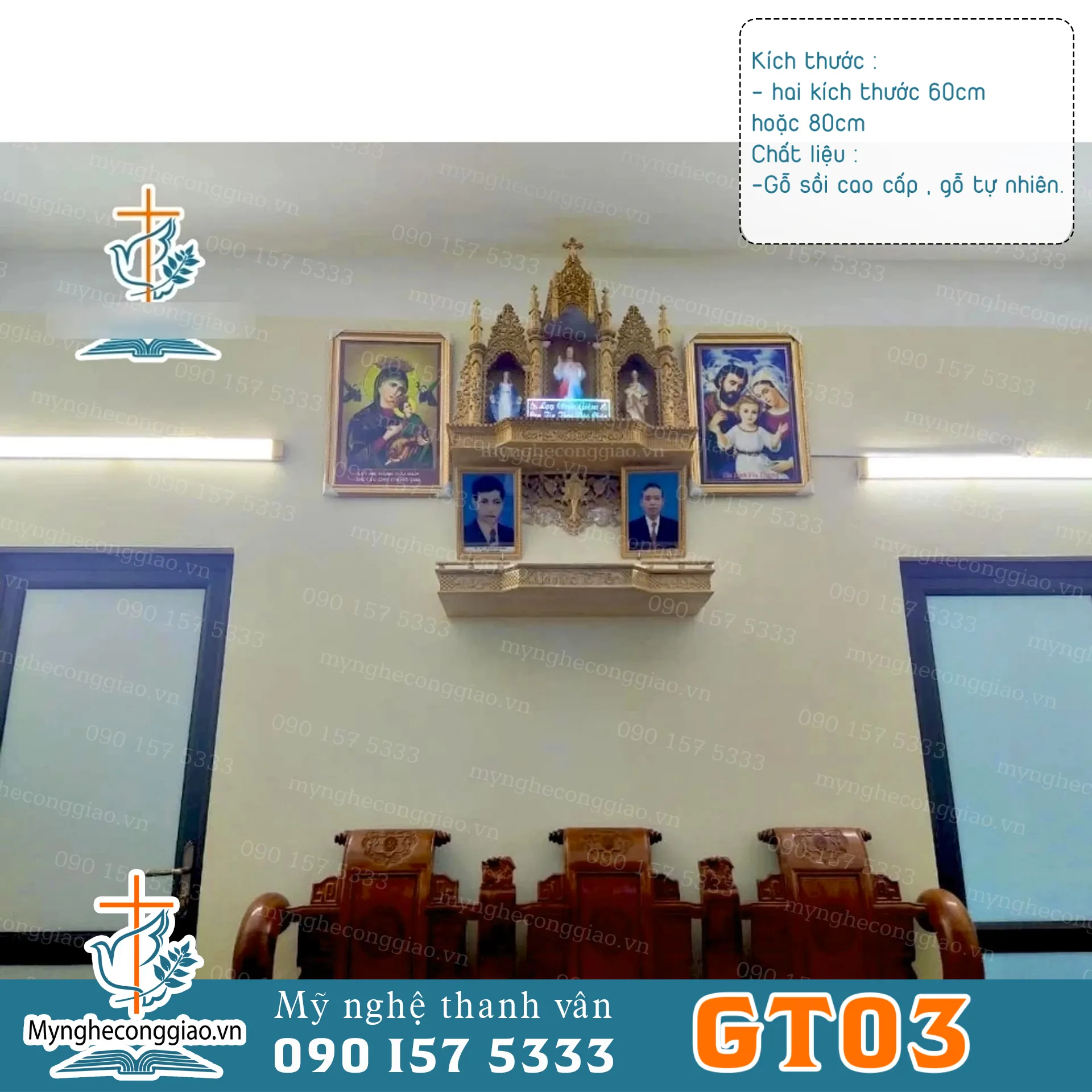 Mẫu Bàn Thờ Ông Bà Tổ Tiên Cao Cấp Bằng Gỗ | Bàn Thờ Gia Tiên Đẹp Kệ Gỗ Công Giáo Cao Cấp - 1