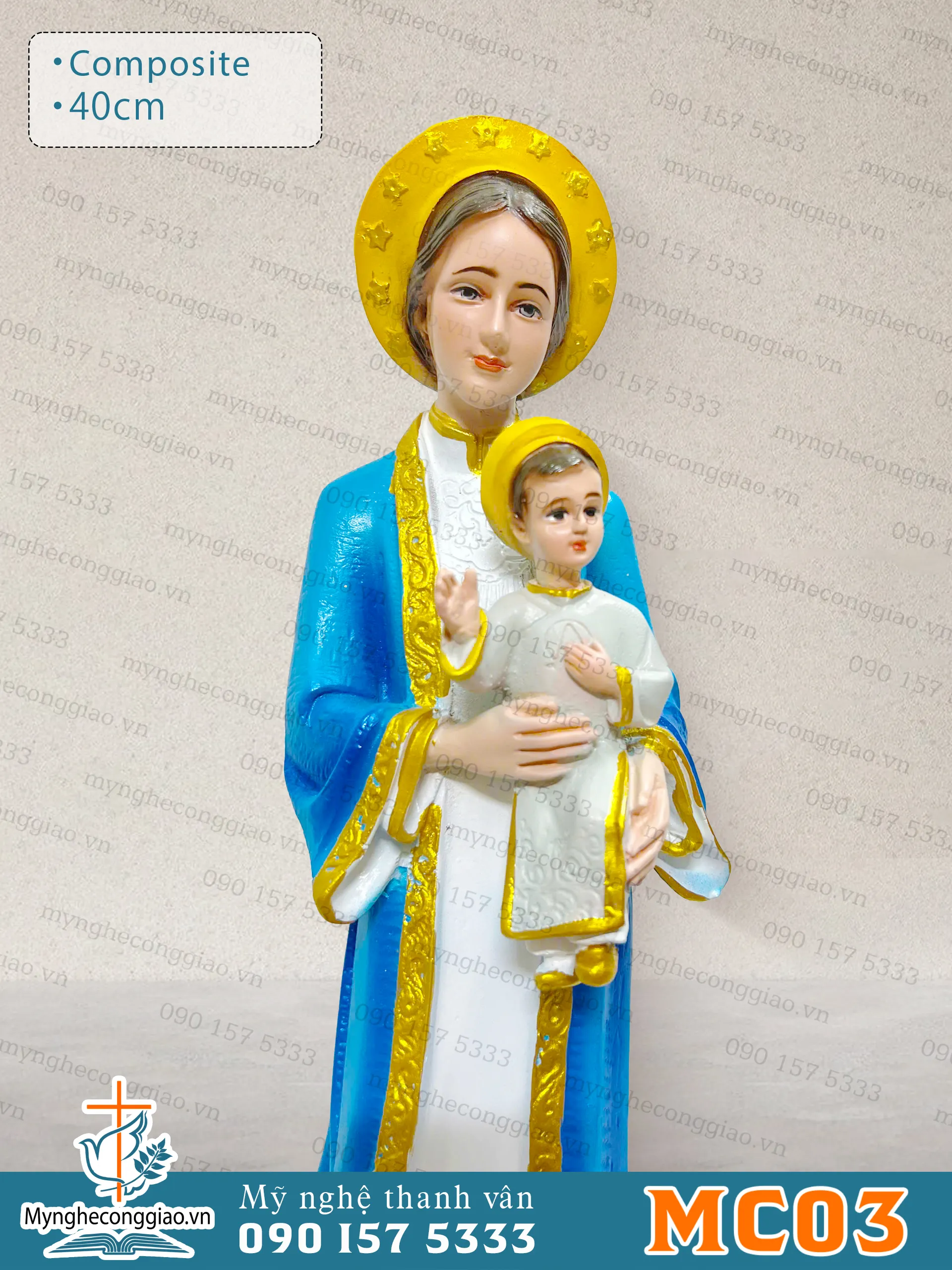Tượng Mân Côi bằng composite cao 40cm - 1