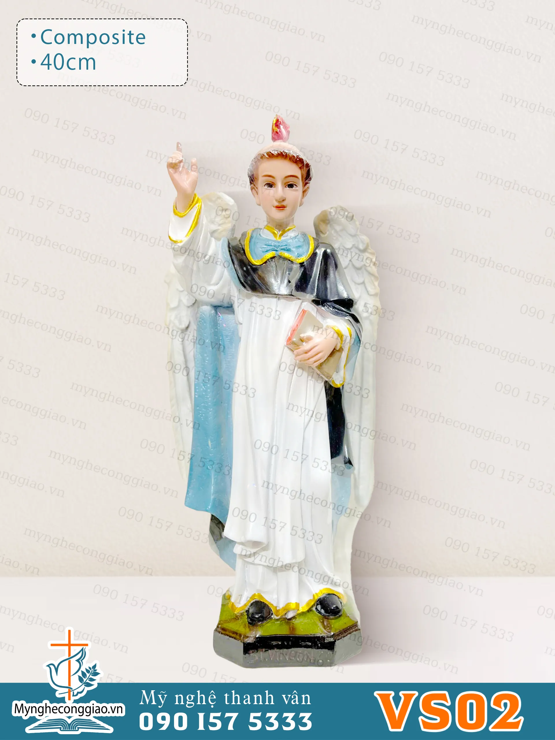 Tượng Thánh Vinh Sơn bằng composite cao 40cm - 1