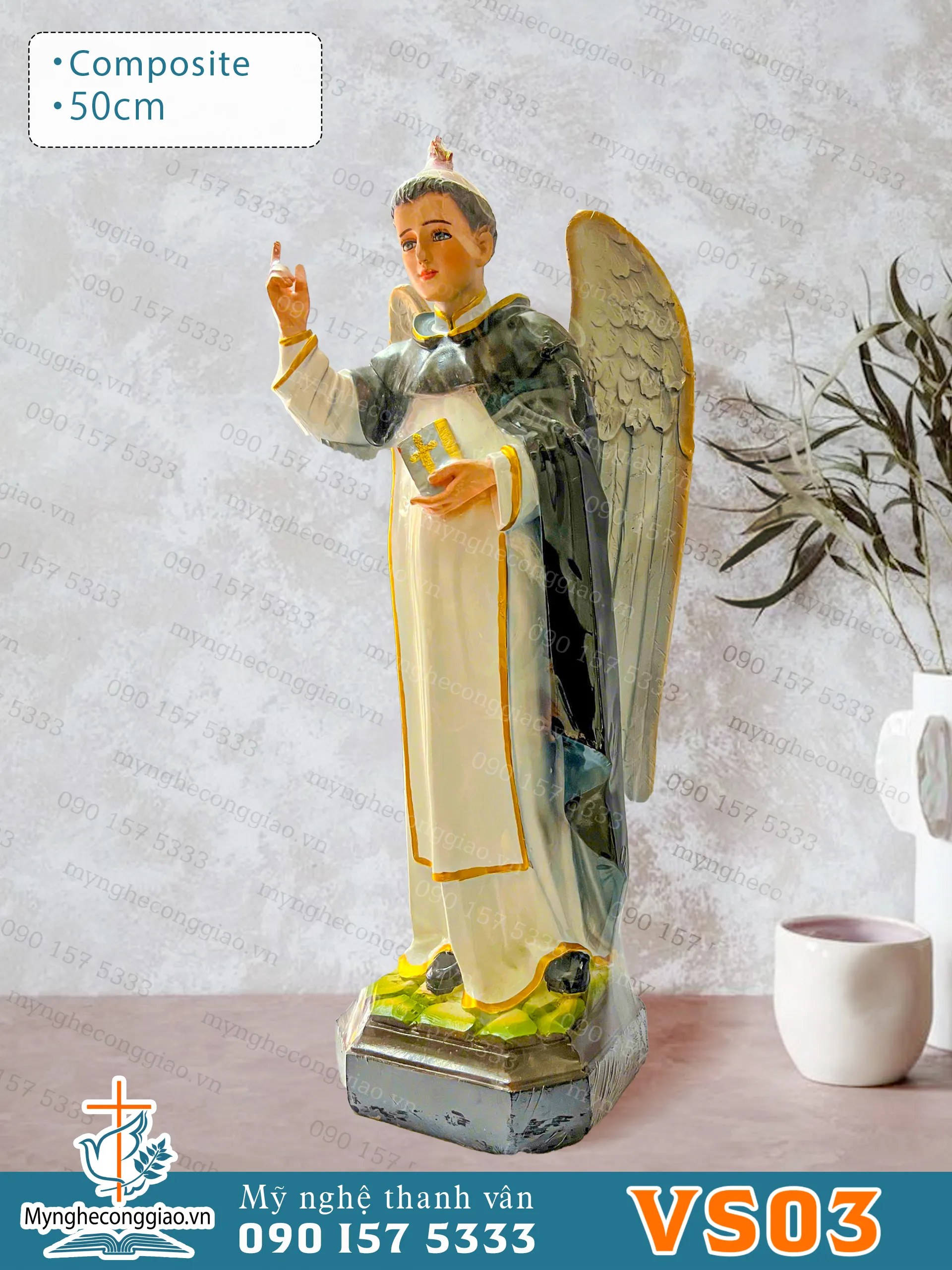 Tượng Thánh Vinh Sơn bằng composite cao 50cm - 1